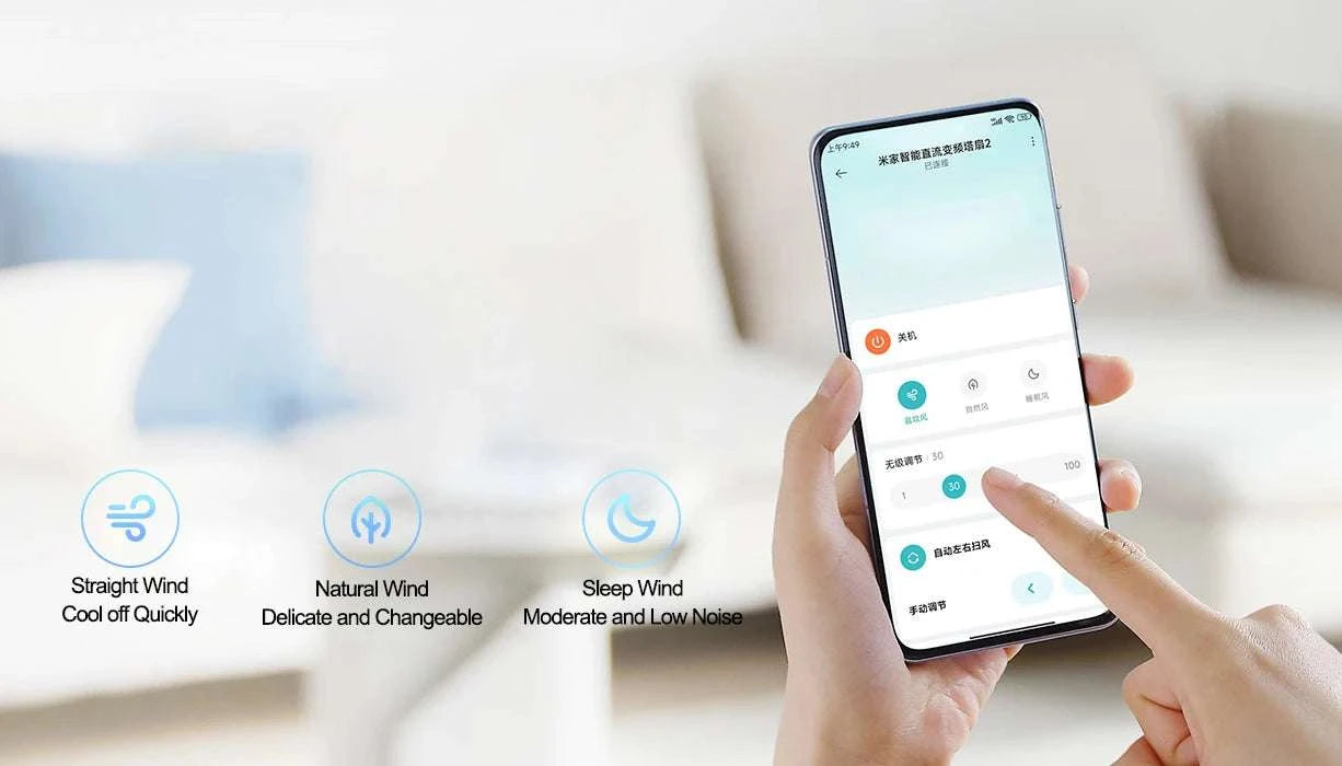 MIJIA Smart Tower Fan 2 with 150° Oscillation & App Control-Tower Fan 2nd / US