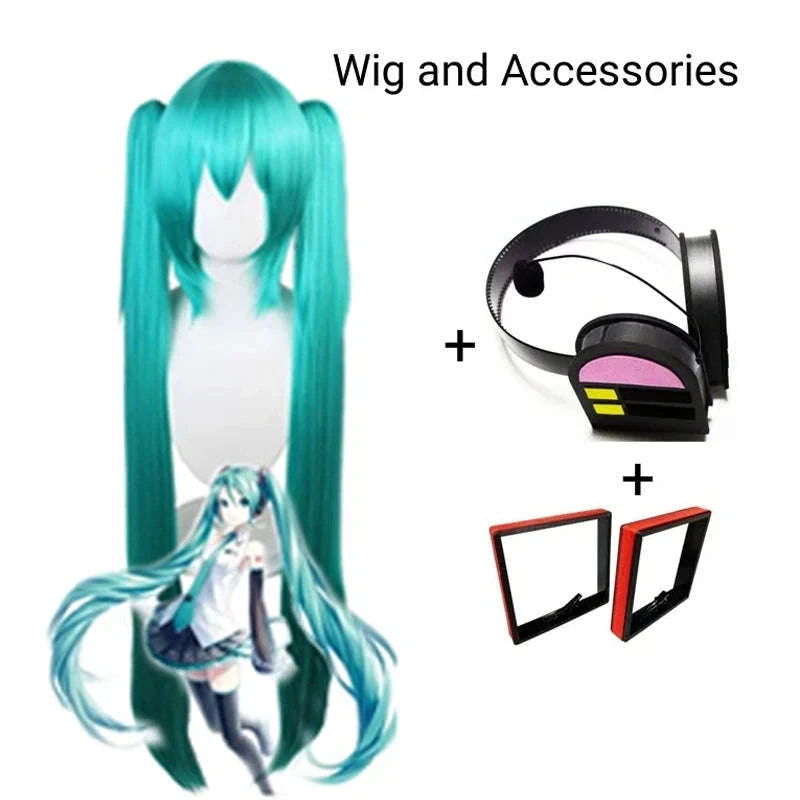Miku Cosplay Full Set Silver Leather Fabric Costume-Wig Only / M