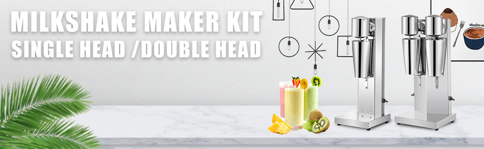Máquina Comercial de Batidos de Doble Cabezal 800ml Mezcladora de Acero Inoxidable