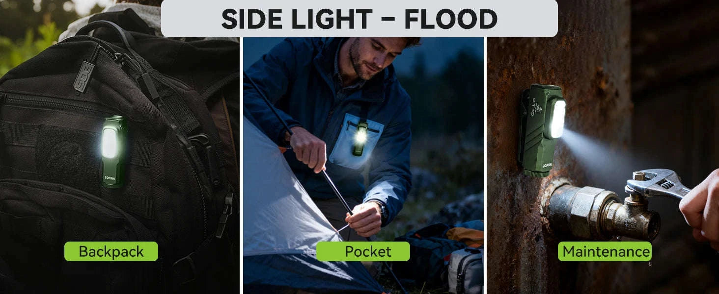 Mini 1000LM EDC Flashlight USB-C Rechargeable with Red Light, Magnetic Tail and Clip-Grey / 6500K-7000K / Poland|14500