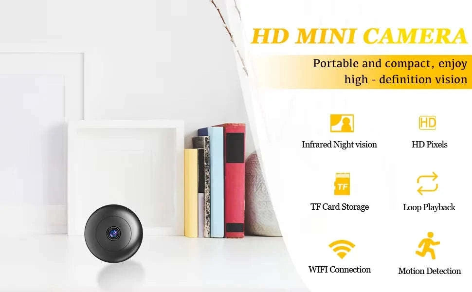 Mini 1080P Indoor Security Camera 0.9" with Night Vision & Motion Detection-United States