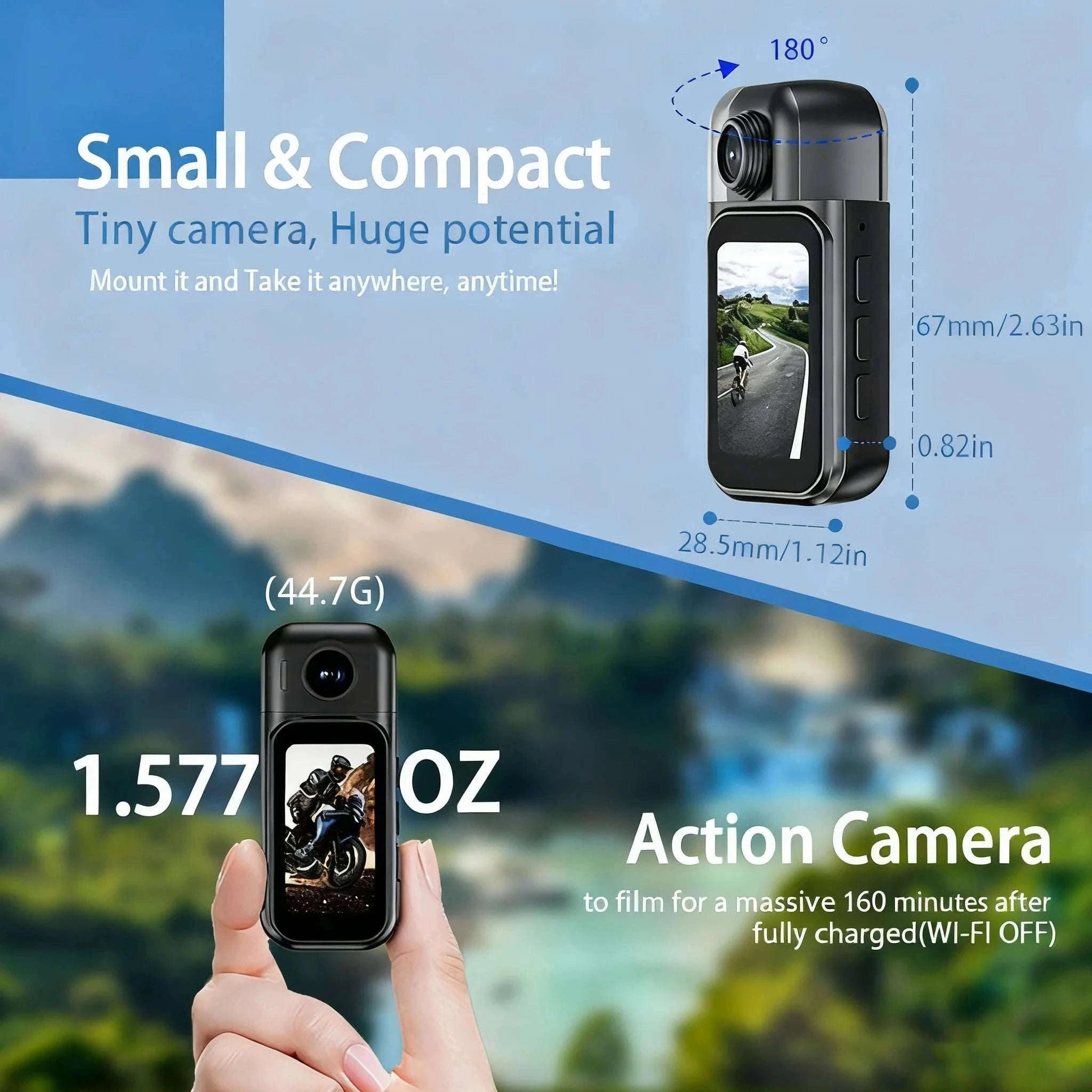 Mini 1080P POV Body Camera with Rotating Lens & Touch Screen-X50 BK Lite / NO TF Card