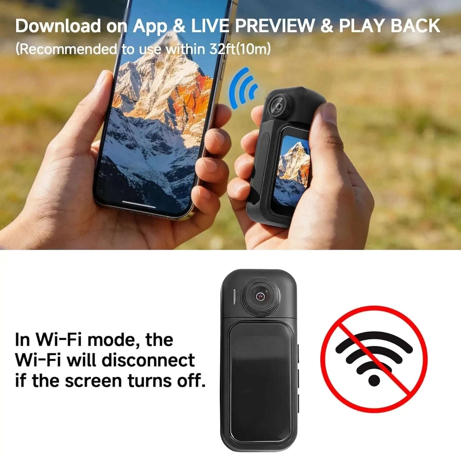 Mini 1080P POV Body Camera with Rotating Lens & Touch Screen-X50 BK Lite / NO TF Card