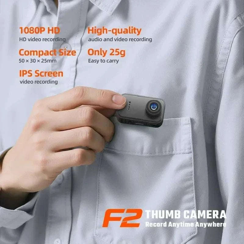 Mini 1080P Thumb Camera with IPS Screen & 130° Wide Angle-