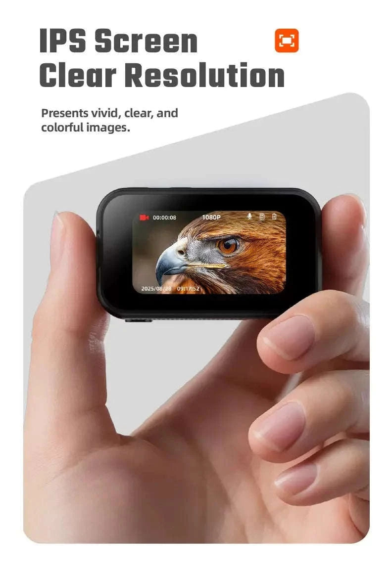 Mini 1080P Thumb Camera with IPS Screen & 130° Wide Angle-F2 Black / 8GB TF CARD