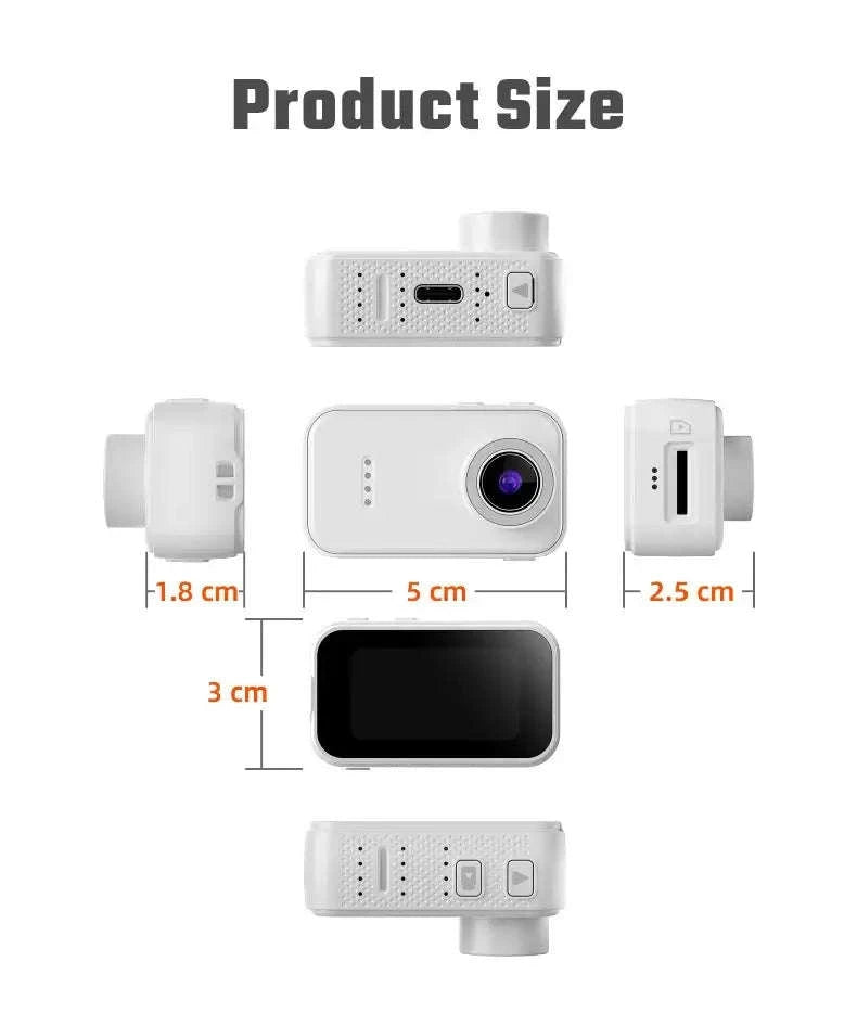 Mini 1080P Thumb Camera with IPS Screen & 130° Wide Angle-F2 Black / 8GB TF CARD
