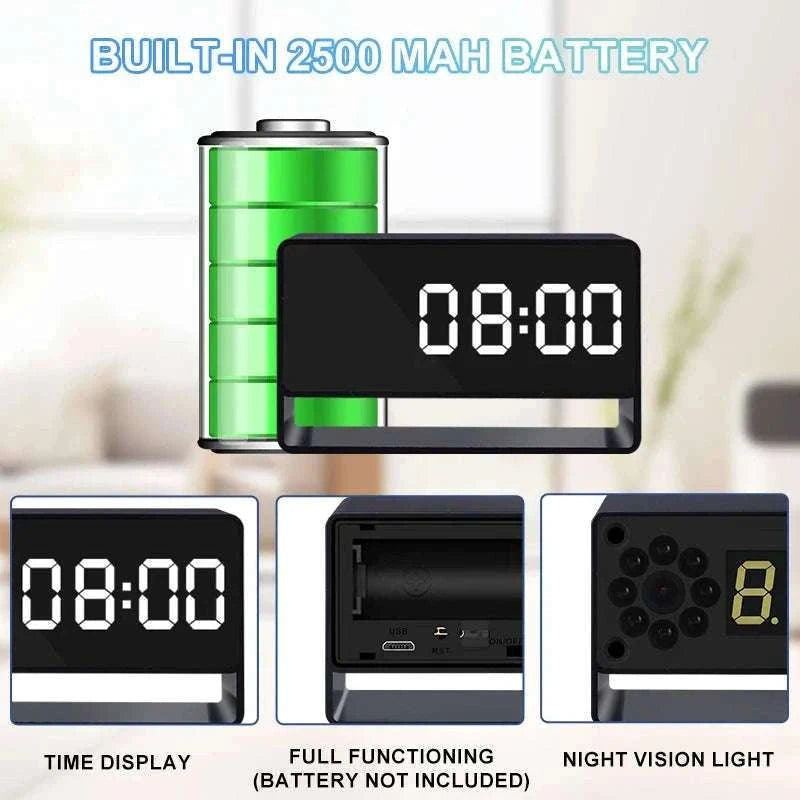 Mini 1080P WiFi Camera Clock with Night Vision Alerts-1080P WIFI Camera / 64GB