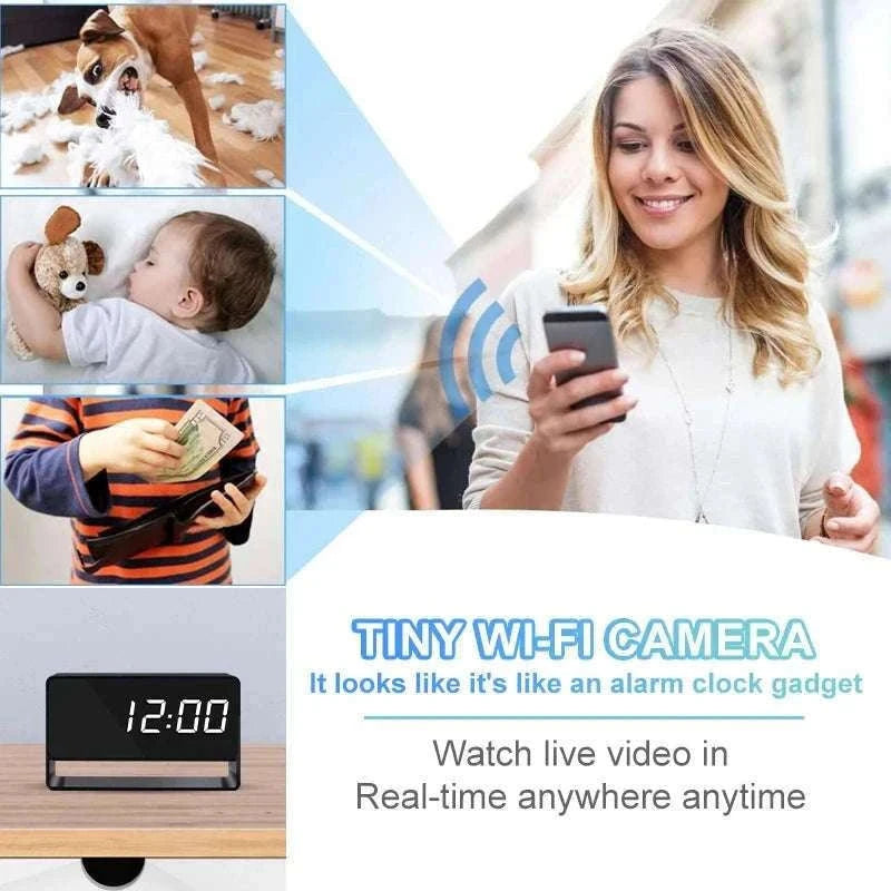 Mini 1080P WiFi Camera Clock with Night Vision Alerts-1080P WIFI Camera / 64GB