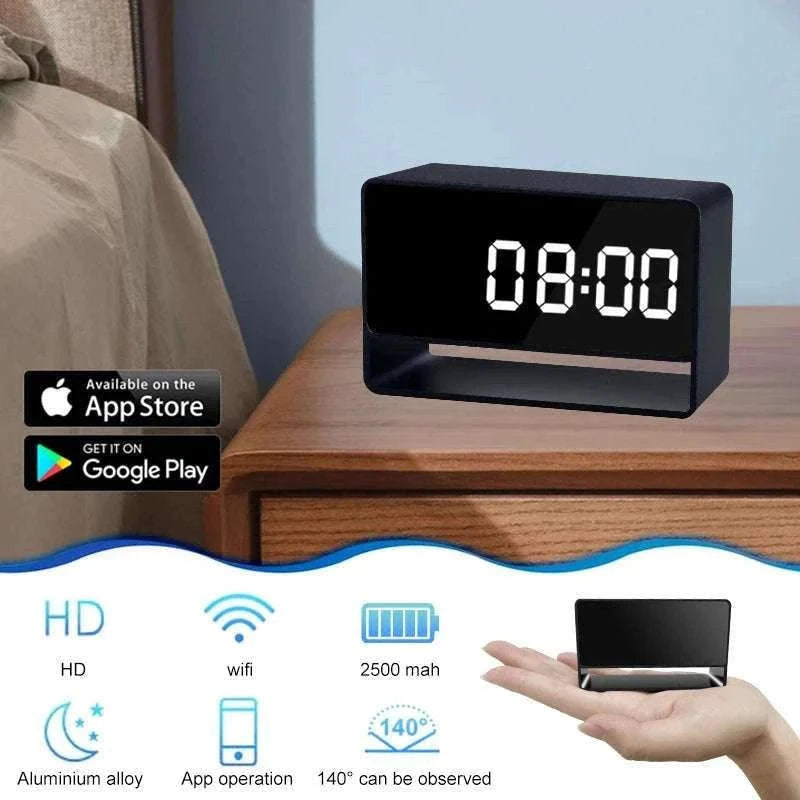 Mini 1080P WiFi Camera Clock with Night Vision Alerts-1080P WIFI Camera / 64GB