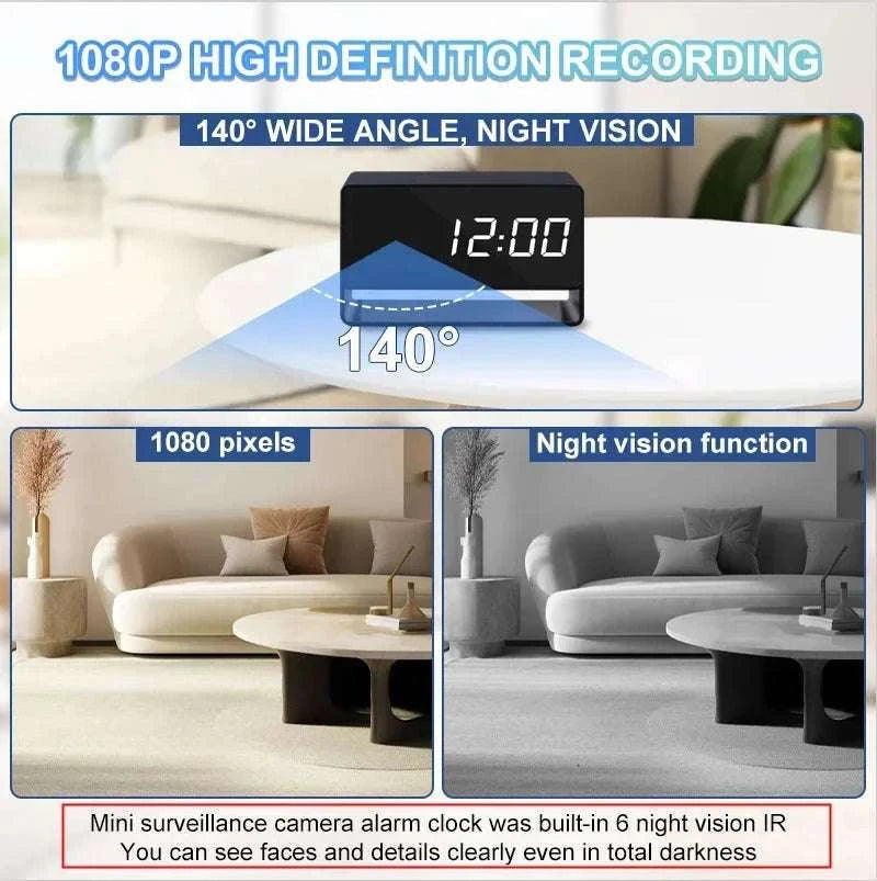 Mini 1080P WiFi Camera Clock with Night Vision and Motion Alerts-1080P WIFI Camera / 64GB