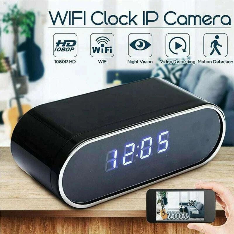 Mini 1080P WiFi Camera Clock with Night Vision and Motion Alerts-