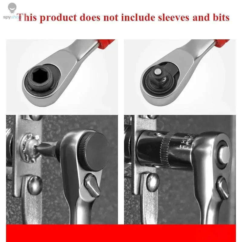 Mini 2-in-1 1/4” Ratchet Wrench Quick Socket Handle Set-60T-NO Magnetic