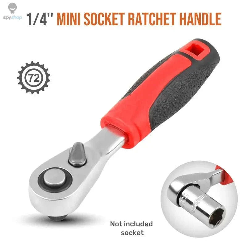 Mini 2-in-1 1/4” Ratchet Wrench Quick Socket Handle Set-60T-NO Magnetic
