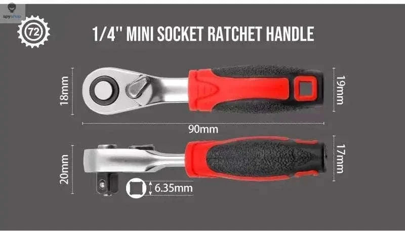 Mini 2-in-1 1/4” Ratchet Wrench Quick Socket Handle Set-60T-NO Magnetic