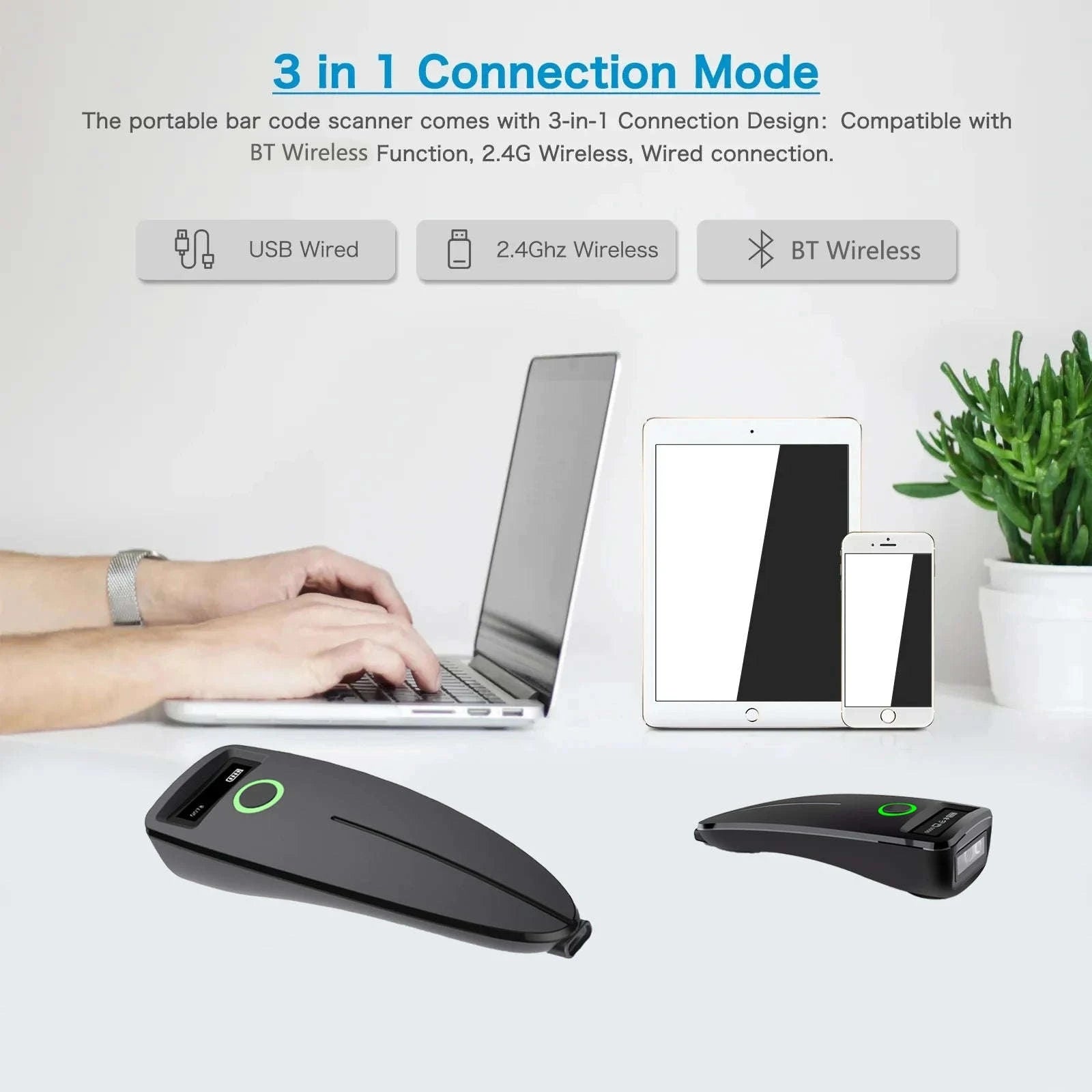 Mini 2D Barcode Scanner Wireless Bluetooth QR & Data Matrix Reader-TD-W7