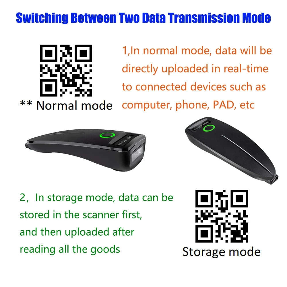 Mini 2D Barcode Scanner Wireless Bluetooth QR & Data Matrix Reader-TD-W7