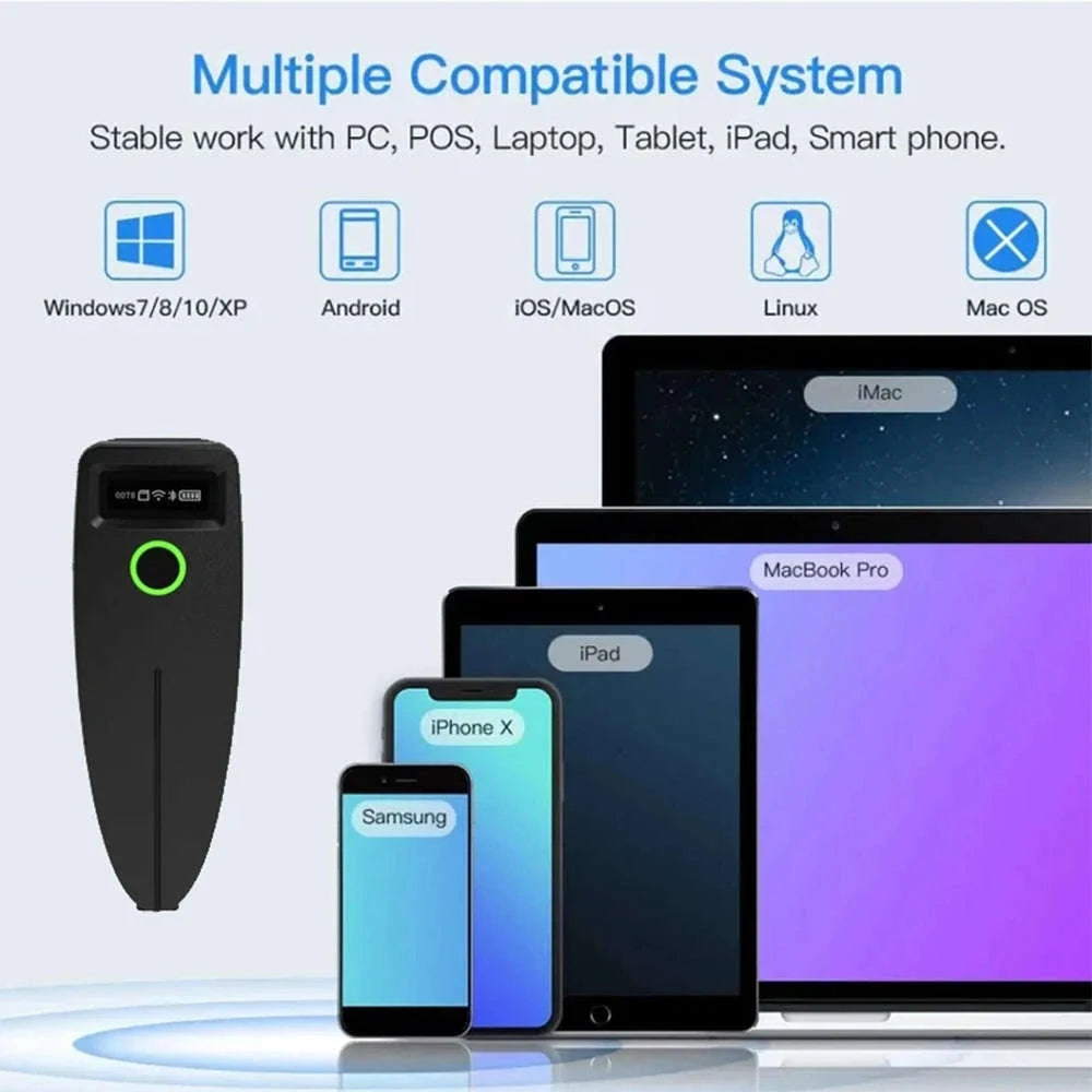 Mini 2D Barcode Scanner Wireless Bluetooth QR & Data Matrix Reader-TD-W7