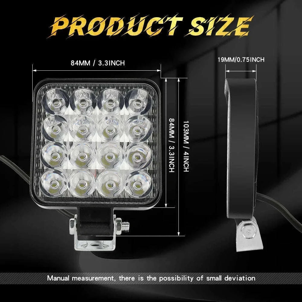 Mini 4 Inch LED Work Light 48W 12V Off-Road Spotlight-2PC White
