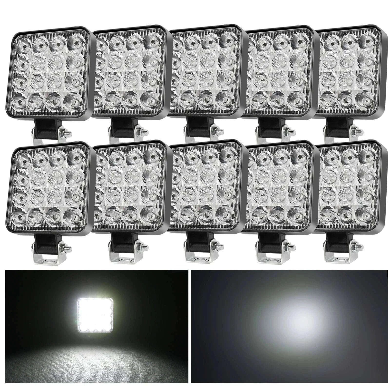 Mini 4 Inch LED Work Light 48W 12V Off-Road Spotlight-2PC White