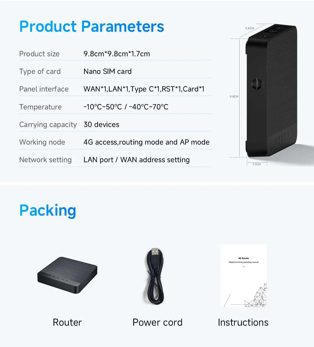 Mini 4G LTE WiFi Router with SIM Card Support-European regulations / China Mainland / 4G LET Router