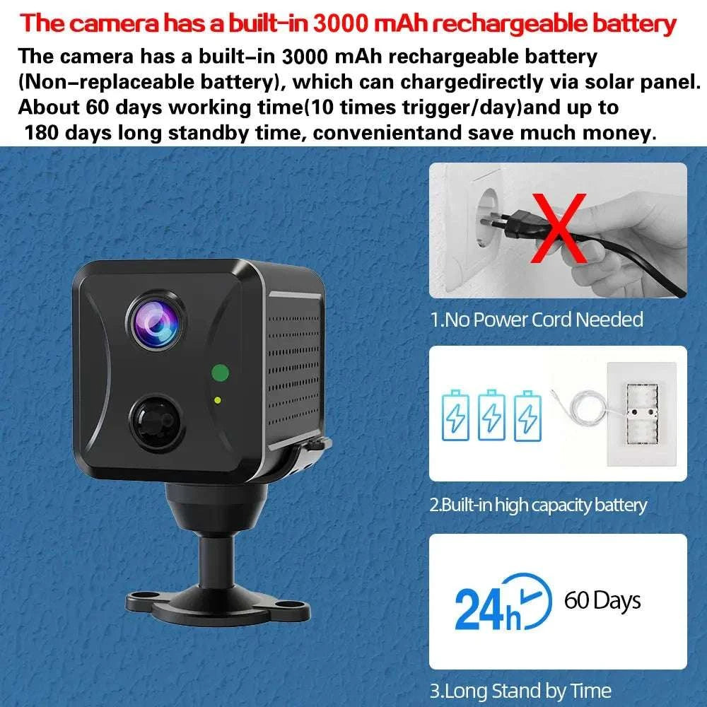 Mini 4G Security Camera with AI Detection, 5MP HD & Night Vision-WIFI Add 16GB Card-