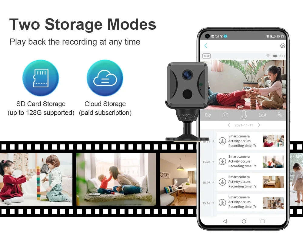 Mini 4G/WiFi Security Camera with 5MP HD, Night Vision & Battery-WiFi Cam No Card / China Mainland
