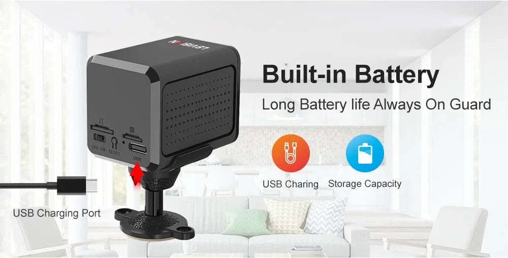 Mini 4G/WiFi Security Camera with 5MP HD, Night Vision & Battery-WiFi Cam No Card / China Mainland