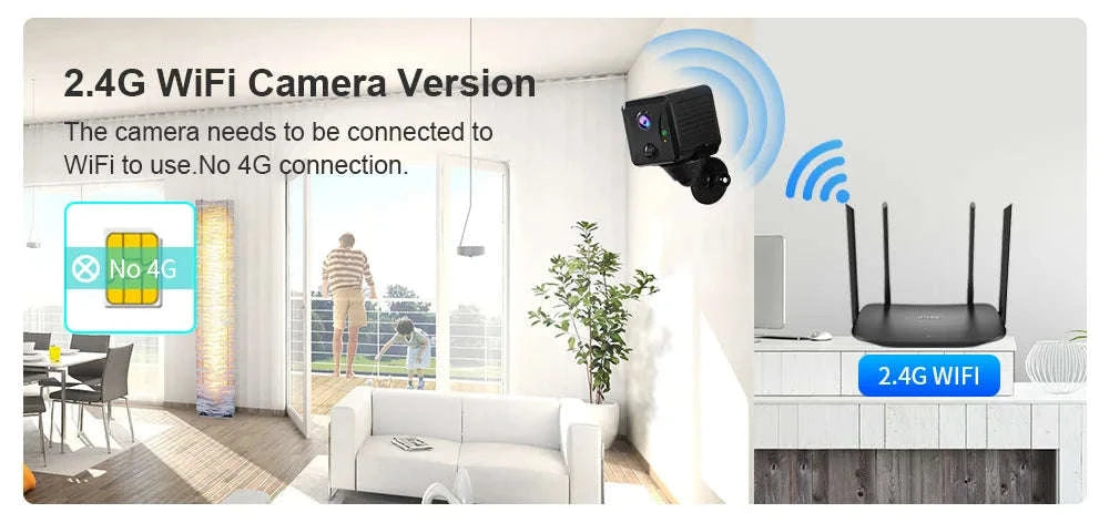 Mini 4G/WiFi Security Camera with 5MP HD, Night Vision & Battery-WiFi Cam No Card / China Mainland