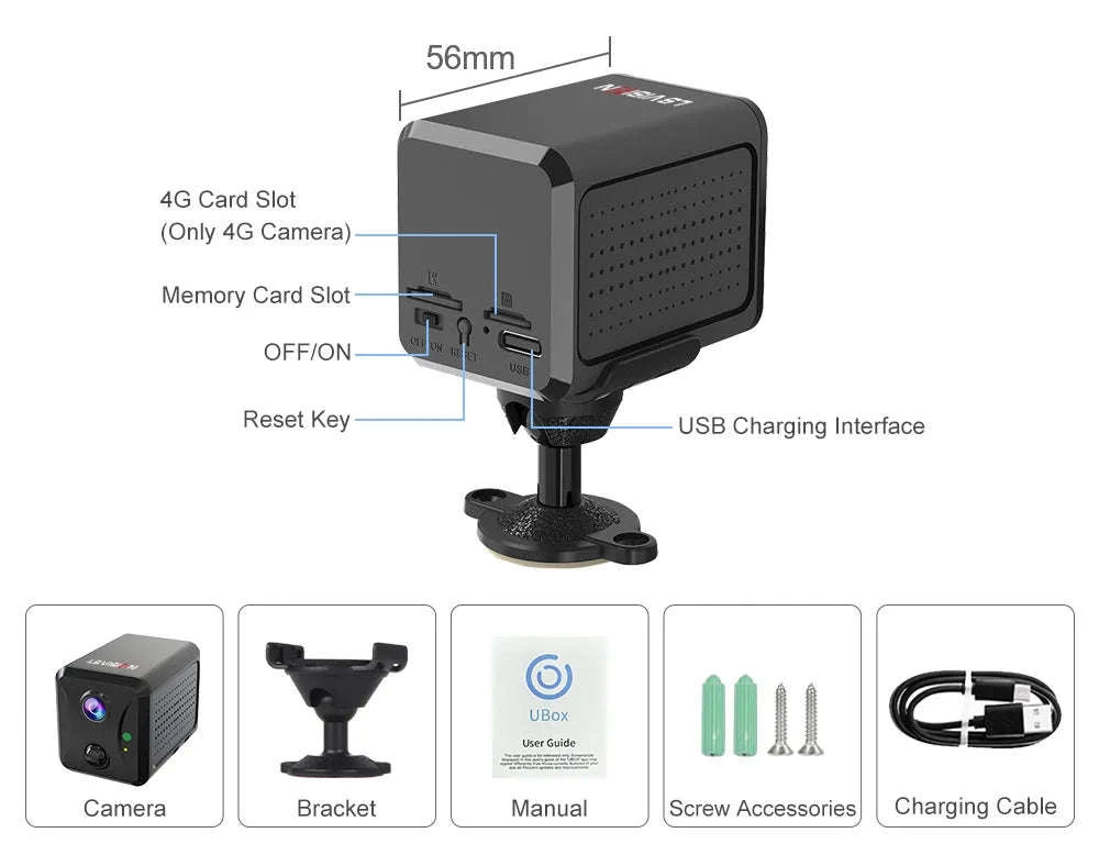 Mini 4G/WiFi Security Camera with 5MP HD, Night Vision & Battery-WiFi Cam No Card / China Mainland