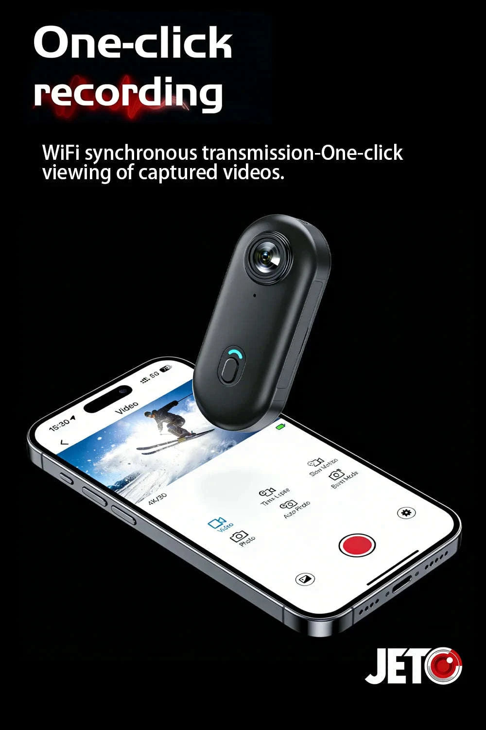 Mini 4K Action Camera with WiFi, Magnetic Mount & 30M Waterproof-FHD 1080P (White) / NO TF Card