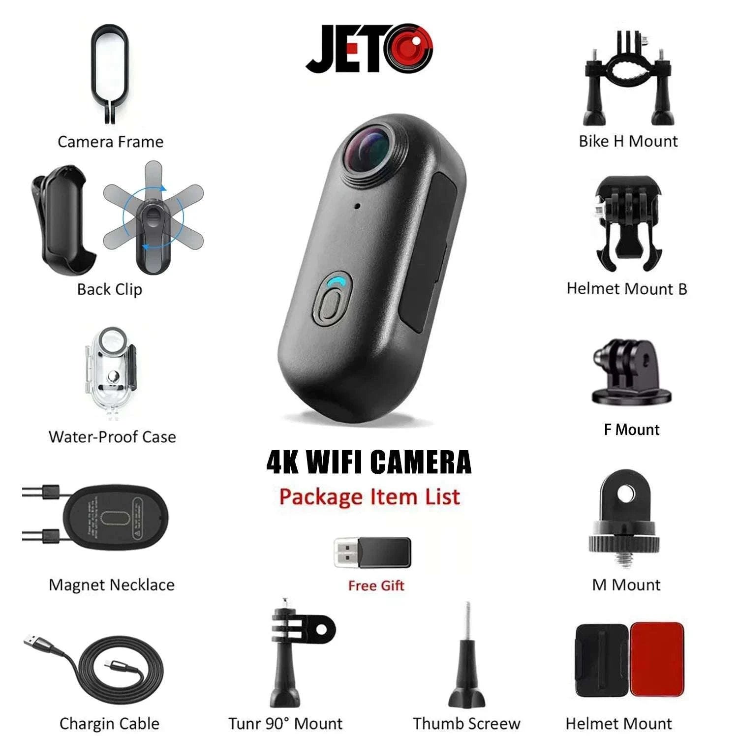 Mini 4K Action Camera with WiFi, Magnetic Mount & 30M Waterproof-
