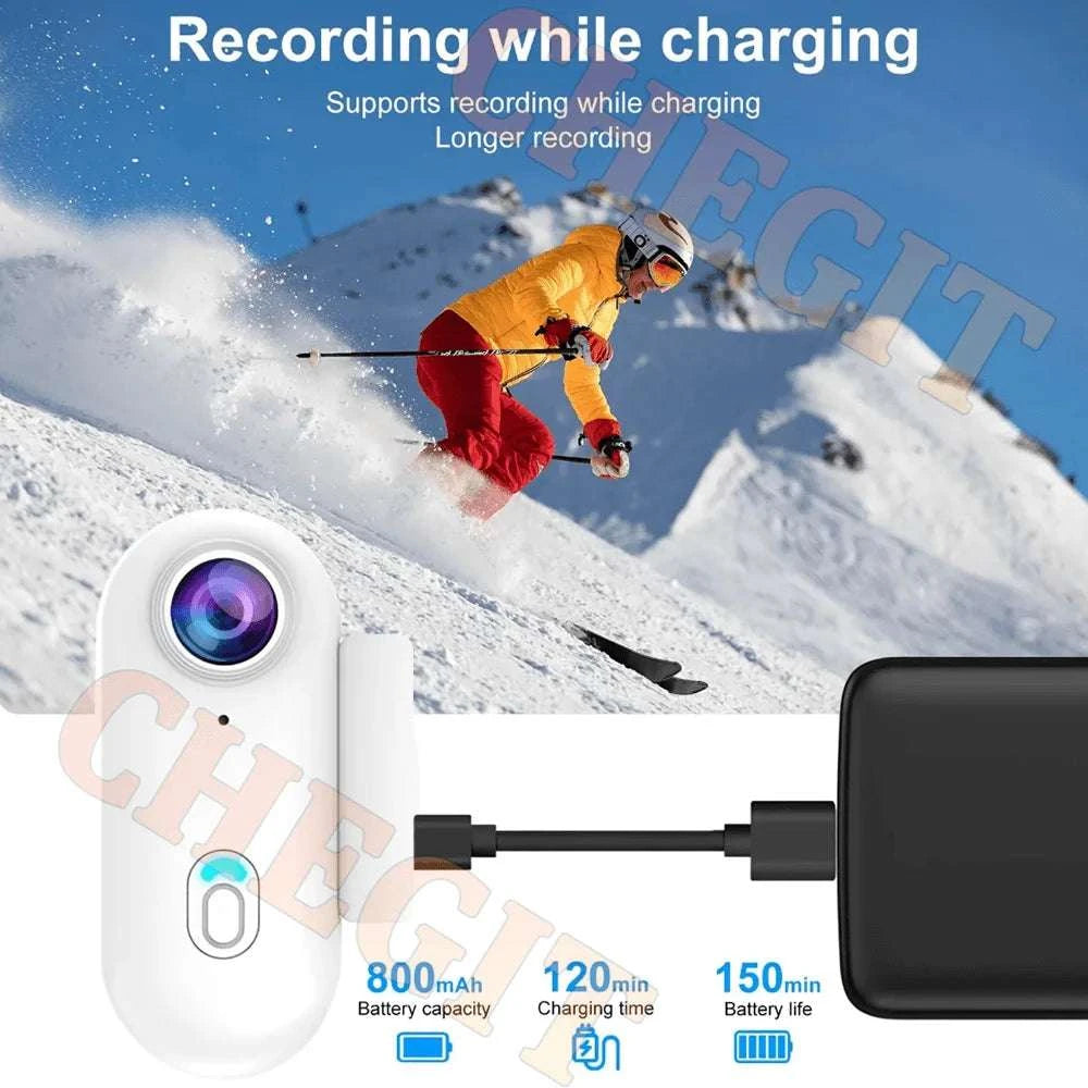 Mini 4K Action Camera with WiFi, Waterproof Helmet Body Cam-1080P-Black / no card