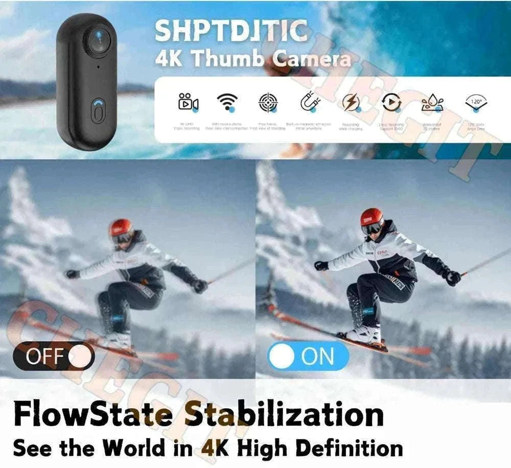 Mini 4K Action Camera with WiFi, Waterproof Helmet Body Cam-1080P-Black / no card