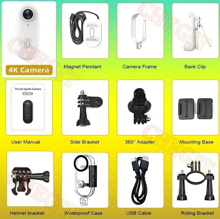 Mini 4K Action Camera with WiFi, Waterproof Helmet Body Cam-1080P-Black / no card