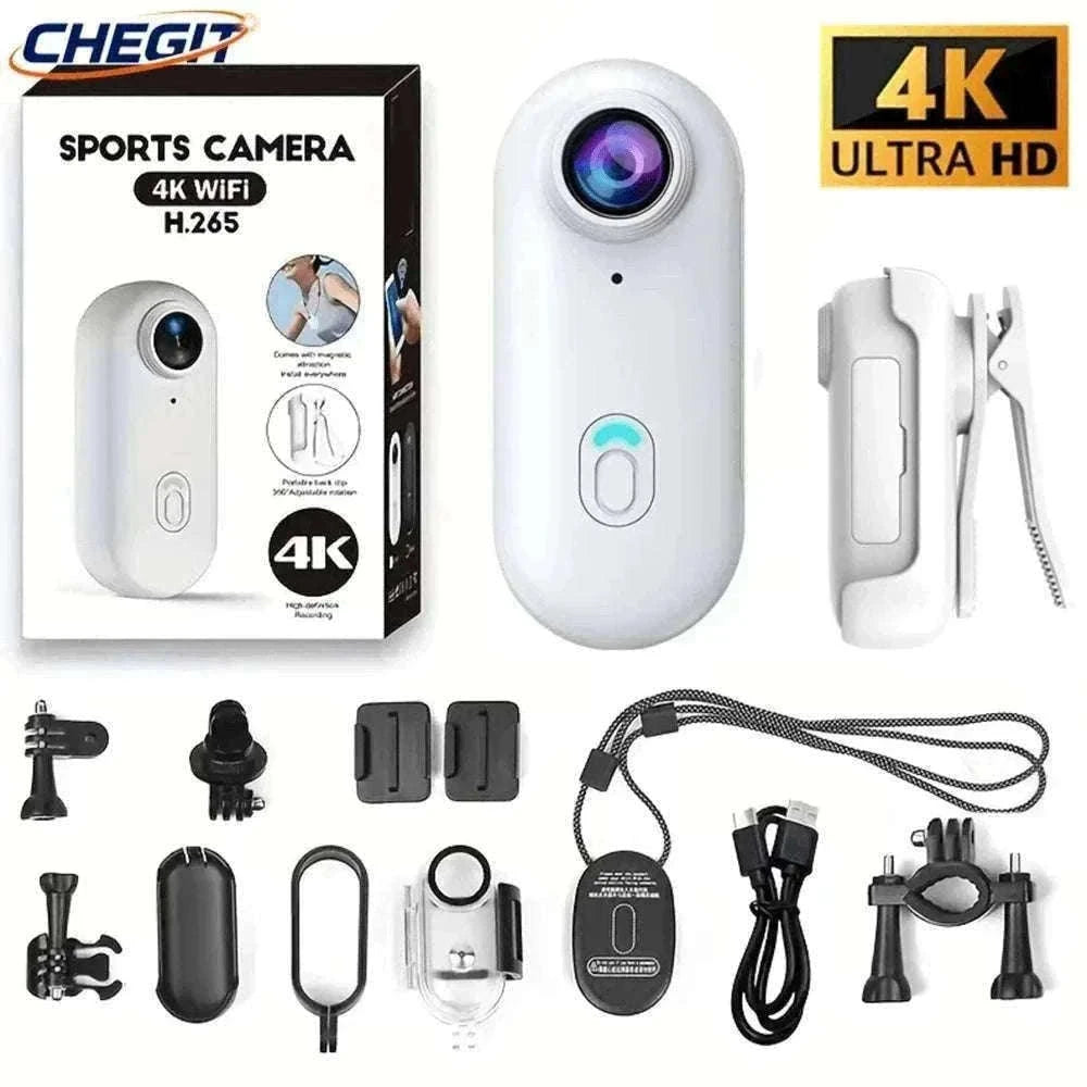 Mini 4K Action Camera with WiFi, Waterproof Helmet Body Cam-1080P-Black / no card