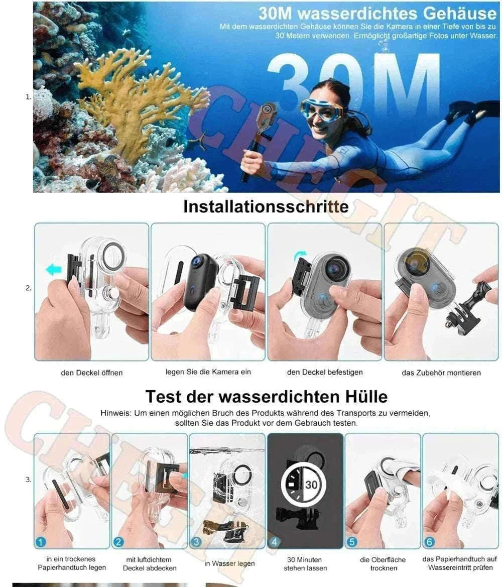 Mini 4K Action Camera with WiFi, Waterproof Helmet Body Cam-1080P-Black / no card