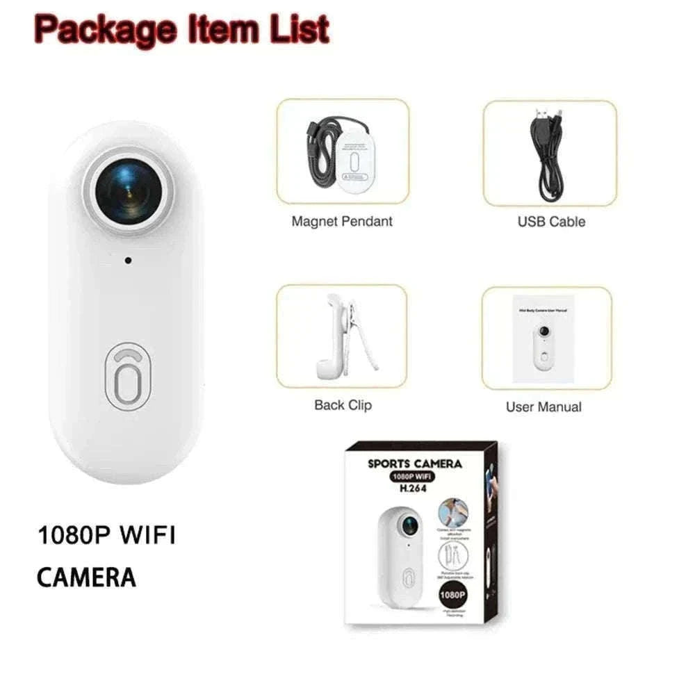 Mini 4K Action Camera with WiFi, Waterproof Helmet Body Cam-1080P-Black / no card