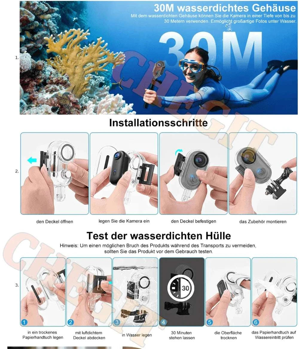 Mini 4K Action Camera with WiFi, Waterproof Helmet Body Cam-1080P-Black / no card