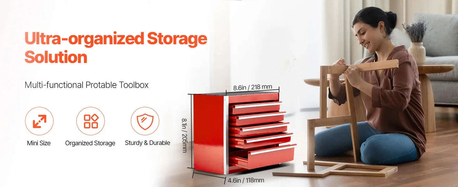 Mini 5-Drawer Metal Tool Box – Compact Organizer for Tools & Small Items-Balck / CZECH REPUBLIC