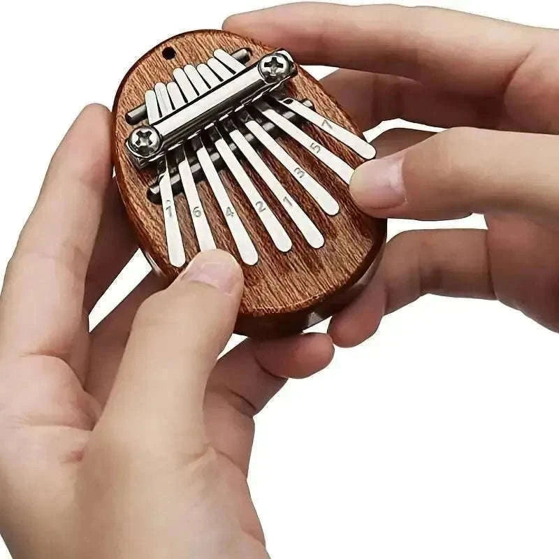 Mini 8-Key Wooden Kalimba Thumb Piano with Pendant Chain-Water droplet
