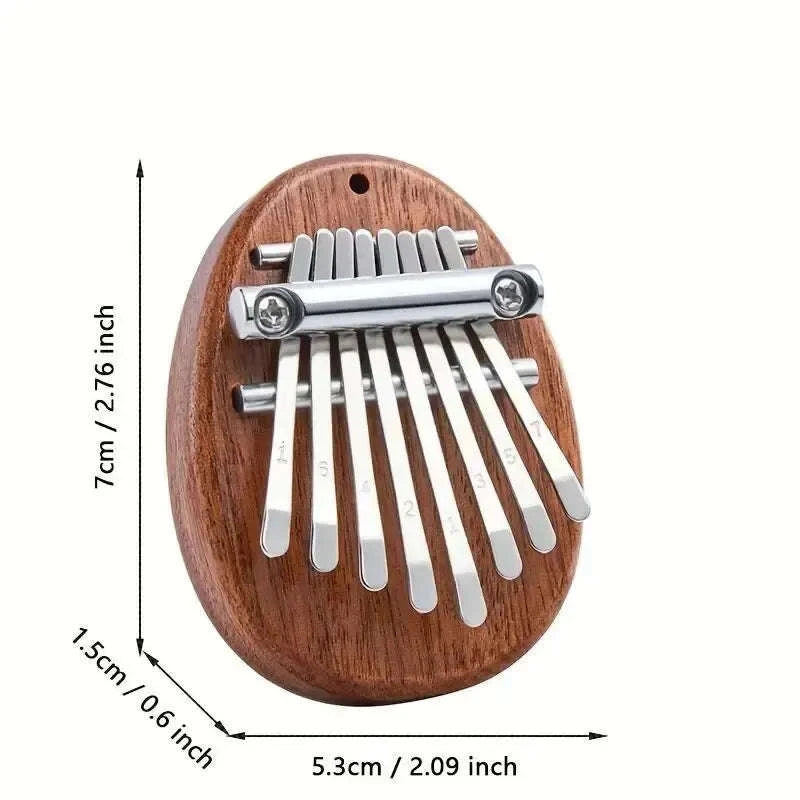 Mini 8-Key Wooden Kalimba Thumb Piano with Pendant Chain-Water droplet