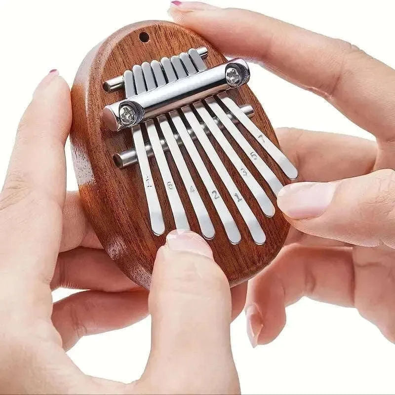 Mini 8-Key Wooden Kalimba Thumb Piano with Pendant Chain-Water droplet