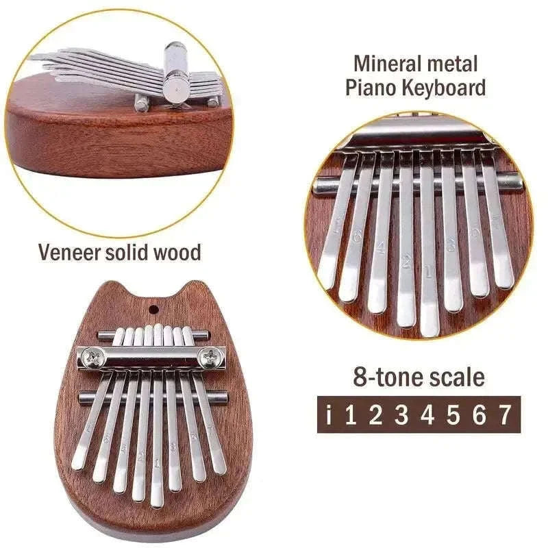 Mini 8-Key Wooden Kalimba Thumb Piano with Pendant Chain-Water droplet
