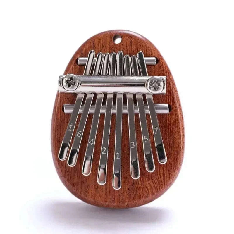 Mini 8-Key Wooden Kalimba Thumb Piano with Pendant Chain-Water droplet