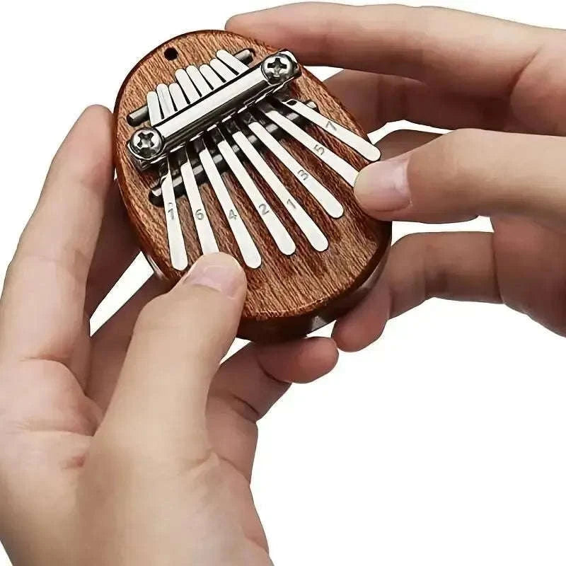 Mini 8-Key Wooden Kalimba Thumb Piano with Pendant Chain-Water droplet