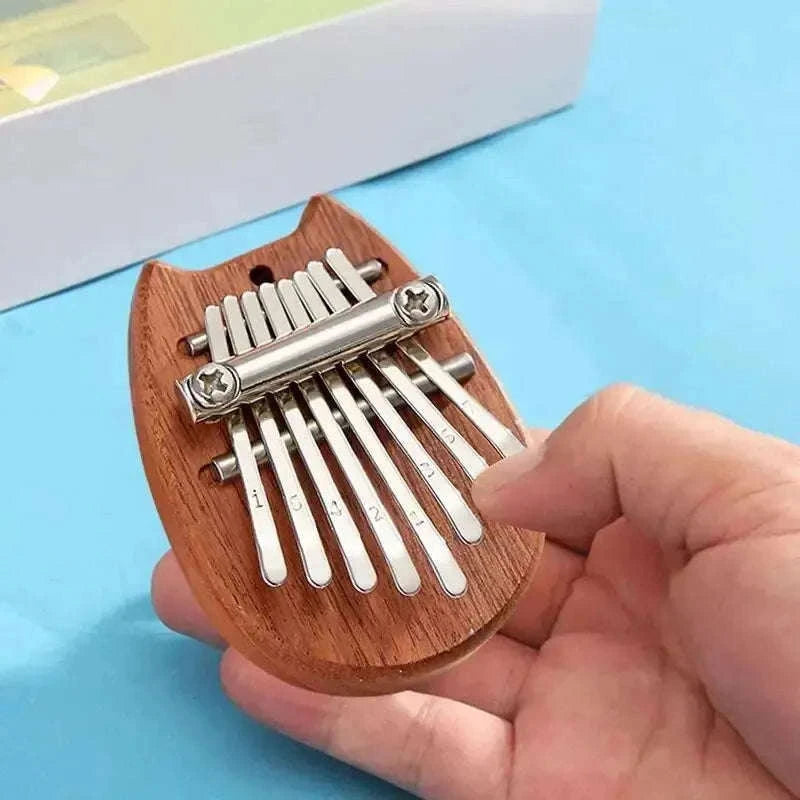 Mini 8-Key Wooden Kalimba Thumb Piano with Pendant Chain-Water droplet