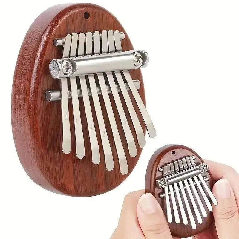 Mini 8-Key Wooden Kalimba Thumb Piano with Pendant Chain-Water droplet