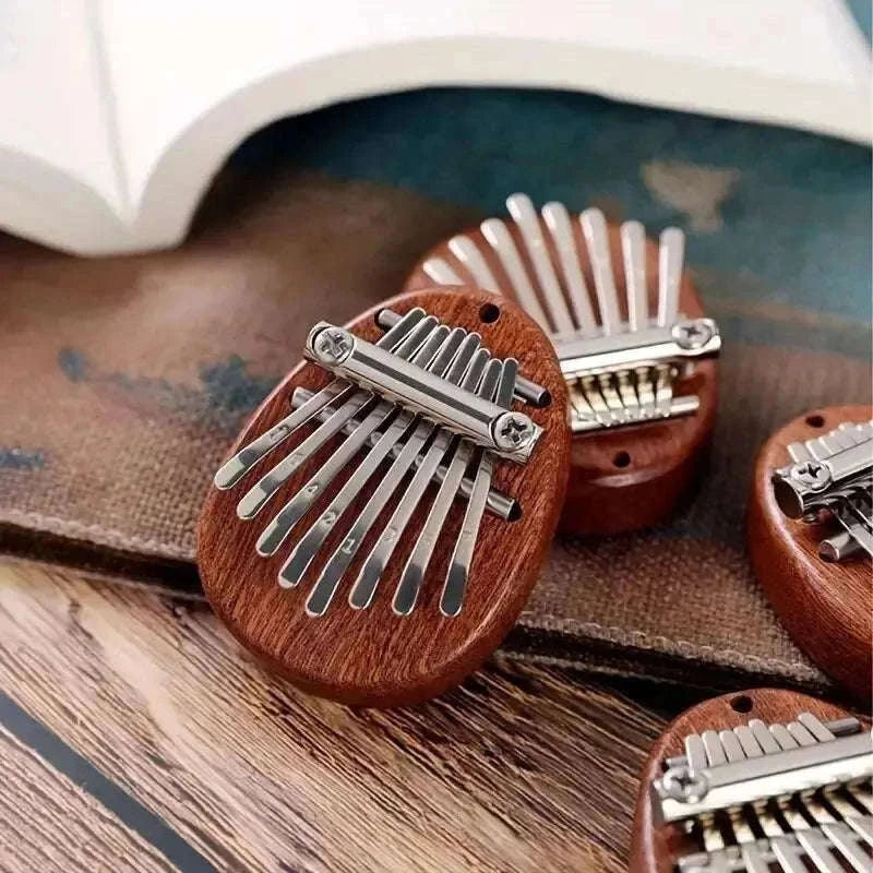 Mini 8-Key Wooden Kalimba Thumb Piano with Pendant Chain-Water droplet