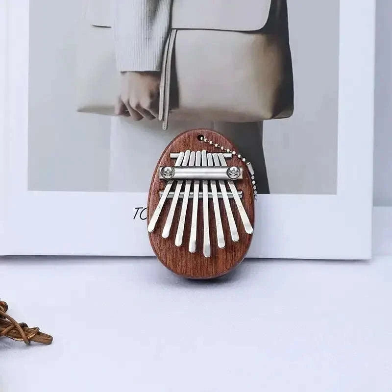 Mini 8-Key Wooden Kalimba Thumb Piano with Pendant Chain-Water droplet