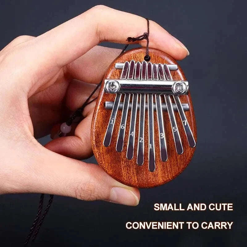 Mini 8-Key Wooden Kalimba Thumb Piano with Pendant Chain-Water droplet